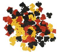 OAOSDH 200 Pezzi di Coriandoli da Festa, Elementi di Carta da Gioco con Design Glitter, Rosso Nero e Dorato, per Decorazioni di Feste a Tema da Casinò