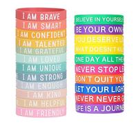 OAOSDH 22 Pezzi di Braccialetto di Parole Ispiratrici, Braccialetto di Lettera Inglese Creativa, Manipolo di Silicone Morbido, Universale per Uomini E Donne, Gioielli di Abbigliamento Personalizzati.