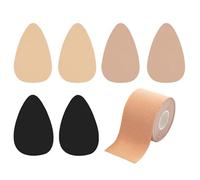 OAOSDH 3 Coppie Di Cerotti Al Seno Cadute D'Acqua, 1 Rotolo Di Cerotti Al Seno Di Bendaggi, Nastro Per Capezzolo Anti-Esposizione Femminile, Protezione Mammaria Riutilizzabile.