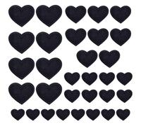OAOSDH 32 Pezzi di Patch di Amore Nero, Semplice Patch di Stoffa Ricamato, Riparazione di Abbigliamento, Patch di Stoffa da Stiro, Abbigliamento Cerotto Decorativo in Stoffa.