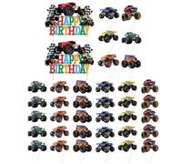 OAOSDH 38 Pezzi Plug-in A Tema per Camion, Inserti per Carta Decorativa per Torta, Decorazioni per Torte Creative, Forniture per Feste di Compleanno.