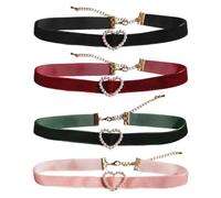 OAOSDH 4 Pezzi Collana in Velluto, Collana Gotica, Collana con Ciondolo Amore, Collana Stile Punk, Collana Corta