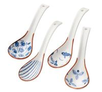 OAOSDH 4 Pezzi di Cucchiaio di Zuppa retrò, Cucchiaio in Ceramica, Cucchiaio di Ramen, Stoviglie Durevoli, Forniture per La Cucina.