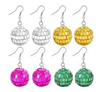 OAOSDH 4 Pezzi di Orecchini A Sfera da Discoteca, personalità Creativa, Orecchini alla Moda Vintage Femminile, Gioielli A Palla Sospesa, Accessori per Abbigliamento per Feste.
