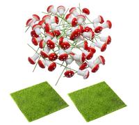 OAOSDH 50 Pezzi di Funghi Simulati E 2 Pezzi di Prati Simulati, Accessori per Micro-Paesaggio, Decorazioni da Giardino, Decorazioni Creative.