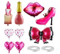 OAOSDH 9 Pezzi di Palloncini A Tema Trucco E 2 Rotoli di Nastri, Palloncini da Festa, Palloncini Decorativi per Feste, Palloncini di Stile Creativo.