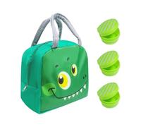 OAOSDH Borsa da Pasto da 1 Pezzi di Dinosauro E Contenitore da Salsa da 3 Pezzi, Simpatico Cartonay Bento Sacchetto, Borse Bento Isolante, Borsa Bento per Bambini.