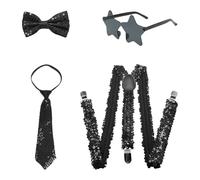 OAOSDH Cinturino Da Paillettes Da 1 Pezzi, Papillon Da 1 Pezzo, Cravatta Da 1 Pezzi E Occhiali Da Stella Da 1 Pezzi, Accessori Per Abbigliamento Per Feste, Accessori Per Abbigliamento Da Uomo.