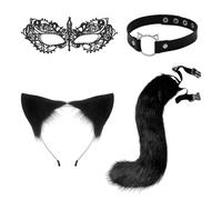 OAOSDH Coda da 1 Pezzi, Fascia da 1 Pezzi, Collare da 1 Pezzi E Maschera per Gli Occhi da 1 Pezzi, Accessori per Abbigliamento da Gioco, Accessori per Abbigliamento per Gatti, Abbigliamento da Festa.