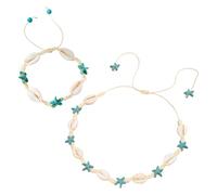 OAOSDH Collana A Guscio da 1 Pezzo E Braccialetto da 1 Pezzi, Gioielli A Tema Marino, Gioielli Intrecciati Creativi, Gioielli Boho.