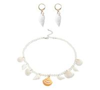OAOSDH Collana Perle da Guscio da 1 Pezzi, 1 Paio di Orecchini A Sospensione Conchiglia, personalità Creativa, Set di Gioielli da Donna, Accessori per La Moda in Spiaggia.