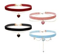 OAOSDH Collar A Ciondolo A 4 Pezzi, Catena di Clavicola Sexy Personalizzata, Collana A Cuore alla Moda per Donne, Stile Regolabile, Gioie Gotiche.