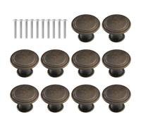 OAOSDH Maniglie per Armadi retrò da 10 Pezzi con Viti, Accessori Manuali per Cassetti Rotondi, Bronzo Antico, Adatti per Scarpiere, Mobili da Cucina.