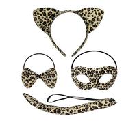 OAOSDH Maschera da 1 Pezzi, Fascia da 1 Pezzi, Papillon da 1 Pezzo E Coda da 1 Pezzi, Accessori per Il Gioco di Ruolo, Accessori in Maschera, Accessori per Abbigliamento A Stampa Leopardata.