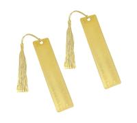 OAOSDH Mini Righello in Rame retrò da 2 Pezzi, Ciondolo con Nappe Dorate da 2 Pezzi, Strumento di Misurazione della Pittura, con Scala in Pollici, Righello Segnalibro, Forniture per Ufficio.