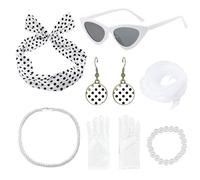 OAOSDH Occhiali da Sole A 1 Pezzi, Sciarpa da 1 Pezzi, 1 Paio di Guanti, Collana da 1 Pezzi, 1 Paio di Orecchini, Fascia da 1 Pezzi E Bracciale da 1 Pezzi, Accessori per Cosplay.