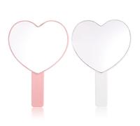 OAOSDH Specchio per Trucco Portatile da 2 Pezzi, Specchio per Trucco A Forma di Cuore, Specchio per Trucco Portatile, Specchio per Il Trucco da Viaggio, Specchio di Trucco Carino E Semplice.