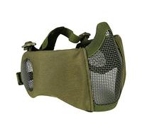 OAREA, Maschera Tattica per Softair, metà Parte Inferiore del Viso, Rete in Acciaio Metallico, Protezione per Le Orecchie, per Paintball, OD