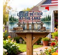 Oars Coperture magnetiche per cassette postali, rustiche per esterni, in legno, estive, blu, per decorazioni esterne, 45,7 x 53,3 cm