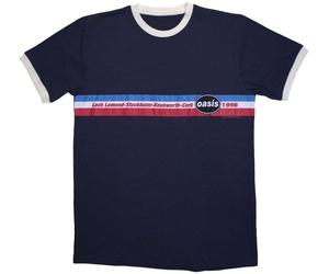 Oasis 1996 Tour Horizontal Stripes Ringer Navy Blue M Maglietta