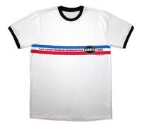 Oasis '1996 Tour Horizontal Stripes' T-shirt Eco Ringer bianca e nera - NUOVO