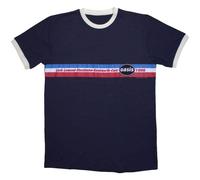 Oasis '1996 Tour Horizontal Stripes' T-shirt Eco Ringer blu e bianca - NUOVO