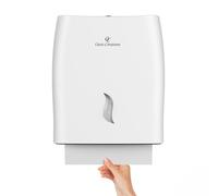 Oasis Creations - Dispenser di carta bianca senza tocco, da appendere alla parete, porta asciugamani, 500 fazzoletti multifold per bagno e cucina, con serratura a chiave, per ristorante e ufficio