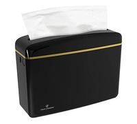 Oasis Creations Distributore di asciugamani di carta a mano multipiega da banco, erogazione di fogli singoli, nero lucido