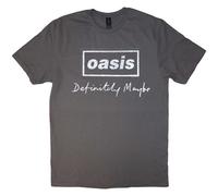 Oasis Definitely Maybe Distressed Text Logo Charcoal Grey S Maglietta