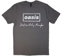 Oasis Definitely Maybe Distressed Text Logo Charcoal Grey S Maglietta