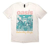 Oasis 'Definitely Maybe Illustration Colour' (Bianco) T-Shirt - UFFICIALE