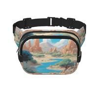 oasis in the desert - Marsupio quadrato a doppio strato, con cinghia regolabile, per attività all'aperto, colore: nero, taglia unica, Nero , Taglia unica