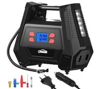 Oasser Compressore Aria Portatile 12V AC/240V DC Elettrico da 150 PSI con 5 Adattatori per Ugelli, Luce a LED, include Manuale Adatta per Auto Motociclette