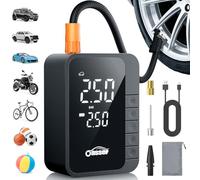 Oasser Mini Compressore Aria Portatile 150 PSI(10,3Bar), 6000mAh, Schermo LCD Doppio, Cilindro 19mm, Torcia LED,Type-C USB Ricaricabile e Borsa, Dotato di Tubo Flessibile da 30 cm e Borsa