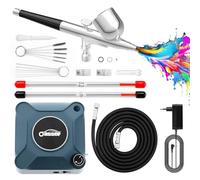 Oasser Mini Kit Aerografo,Airbrush con Compressore Aerografo Doppia Azione con 36PSI, Ugello 0,2 0,3 0,5 mm per Modellismo per Verniciare,Decorazione di Torte,Pittura Artistica Blu