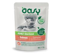 Oasy Cat Bocconcini in salsa 85 gr - STERILIZED Salmone - Confezione da 12 pezzi - Cibo umido per gatti - 1° ORDINE? scegli lo sconto BZR5 / BZR20 + 200 punti fedeltà