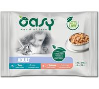 Oasy Cat Bocconcini in Salsa Flowpack Adult con Tonno e Salmone Bustine 4x85 gr