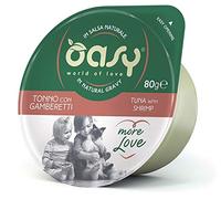 Oasy Cat More Love Green Cup Tonno con Gamberetti - Vaschetta da 70 Gr