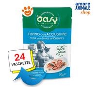 Oasy Cat More Love Tonno con Acciughine Cibo Umido Gatti Vaschetta da 70 gr