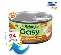 Oasy Dog Specialità Naturali Pollo con Formaggio e Mais - Lattina da 150 Gr - CONFEZIONE RISPARMIO