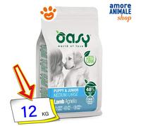 Oasy Dog Puppy & Junior Medium/Large Monoproteico Agnello Cani 12 Kg