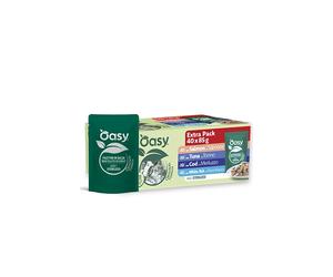 oasy filettini per gatto, multipack da 40 pz pesce original formula