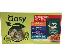 Oasy Gatto 40 bustine 85g sterilizzato mix Pesce alimento umido per Gatti