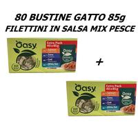 Oasy Gatto 80 bustine 85g sterilizzato miste Pesce alimento umido per Gatti