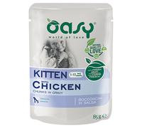85 gr Oasy Alimento Completo Cibo Umido Bocconcini in Salsa Kitten per Gattini da 1 a 12 Mesi con Pollo in Busta Gluten Free