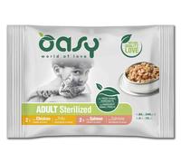 Oasy Gatto Multipack Adult Bocconcini in Salsa Sterilized con Pollo e Salmone 4x85g