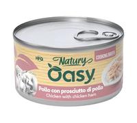 85 gr Oasy Natury Sfilaccetti di Carne in Brodo di Cottura Alimento Completo Cibo Umido per Gatti Adulti Gusto Pollo con Prosciutto di Pollo