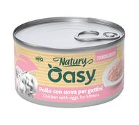85 gr Oasy Natury Sfilaccetti di Carne in Brodo di Cottura Alimento Completo Cibo Umido per Gattini Gusto Pollo con Uova