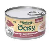 85 gr Oasy Natury Sfilaccetti di Pesce in Brodo di Cottura Alimento Completo Cibo Umido per Gatti Adulti Gusto Tonnetto con Gamberone Indopacifico