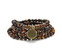 oasymala 108 perline mala curative o collana con ciondolo a forma di loto dorato